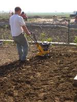 CIMG3747 Weil die Erde knochenhart war, wurde hinten im Garten gefrst.